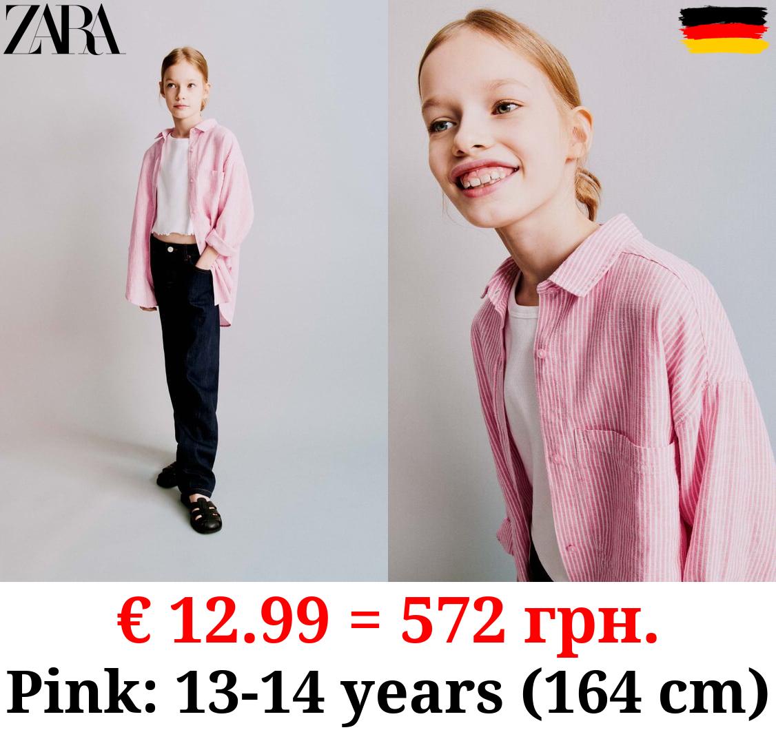 STRIPED SHIRT WITH CONTRAST RIBBED TOP