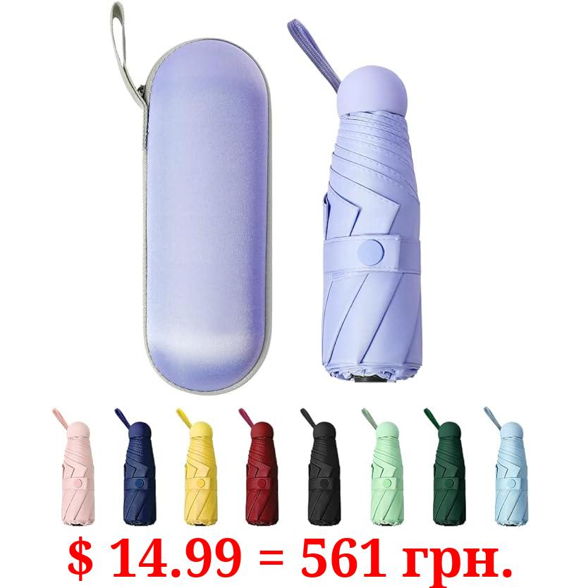 TIME LOVER Mini Windproof Folding Travel Umbrella, Sun & Rain Umbrellas, Compact Portable for Women Men Multiple Colors