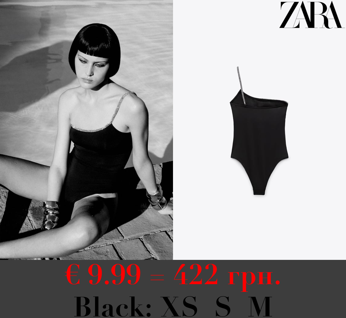 ASYMMETRIC RHINESTONE SWIMSUIT