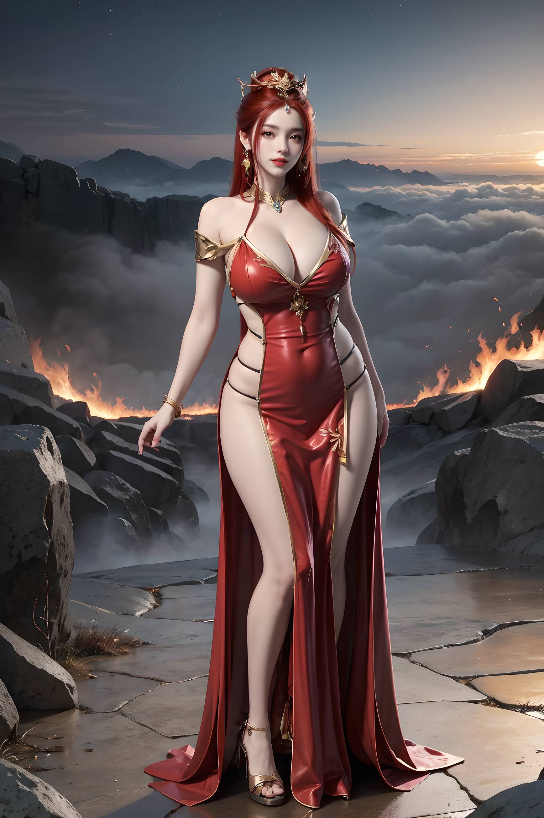 图片[66]-完美世界-曼珠沙华 户外红色礼服-六色网
