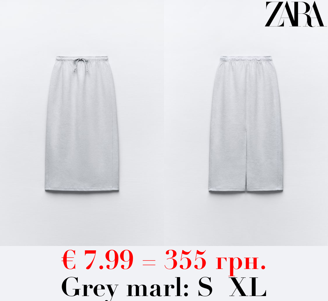 CLEAN INTERLOCK PLUSH MIDI SKIRT