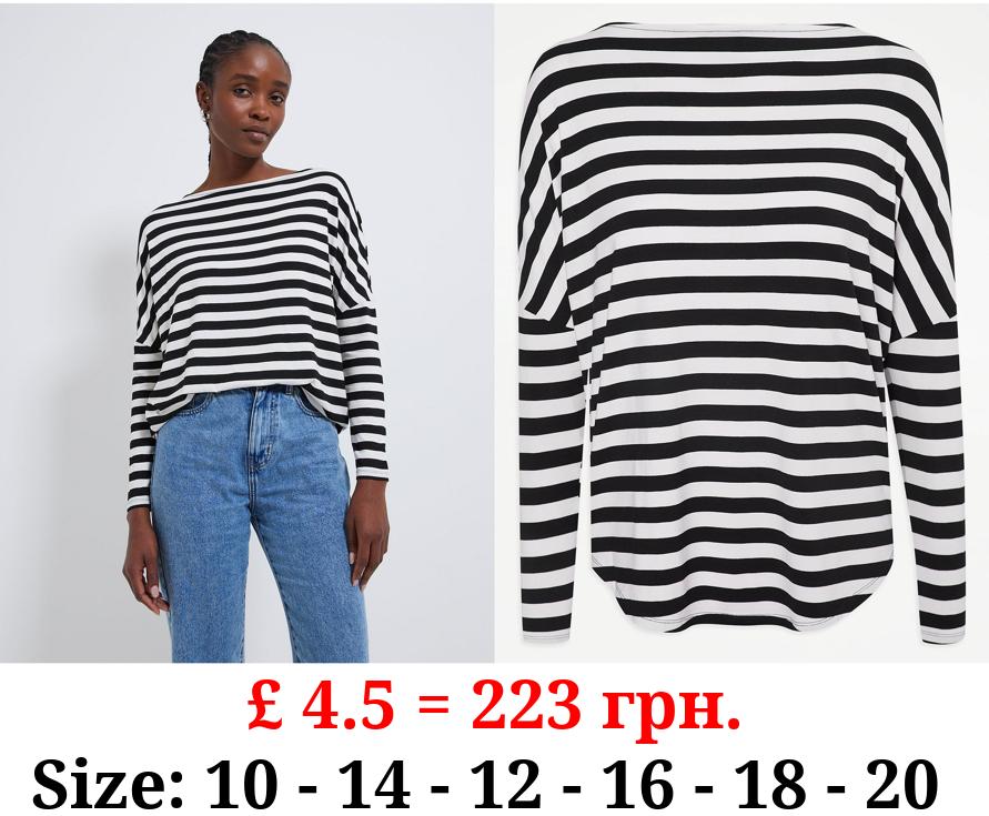 Striped Batwing Long Sleeve Top