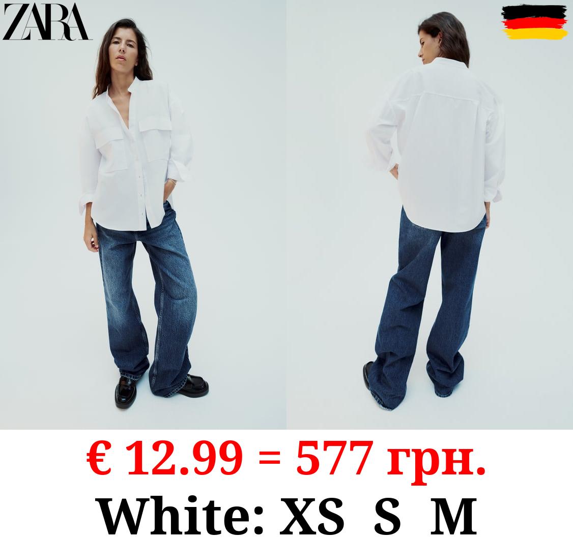 POPLIN SHIRT WITH MANDARIN COLLAR