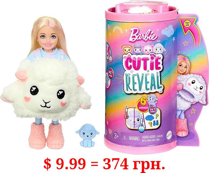 Barbie Cutie Reveal Chelsea Doll & Accessories, Lamb Plush Costume & 6 Surprises Including Color Change, Cozy Cute Tees Series