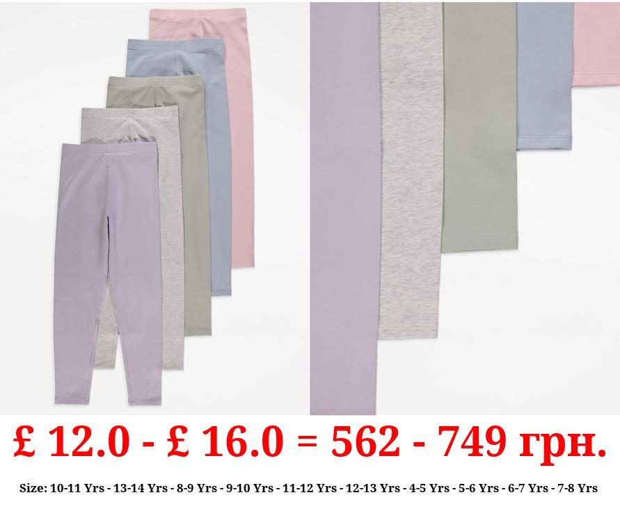 Pastel Plain Leggings 5 Pack