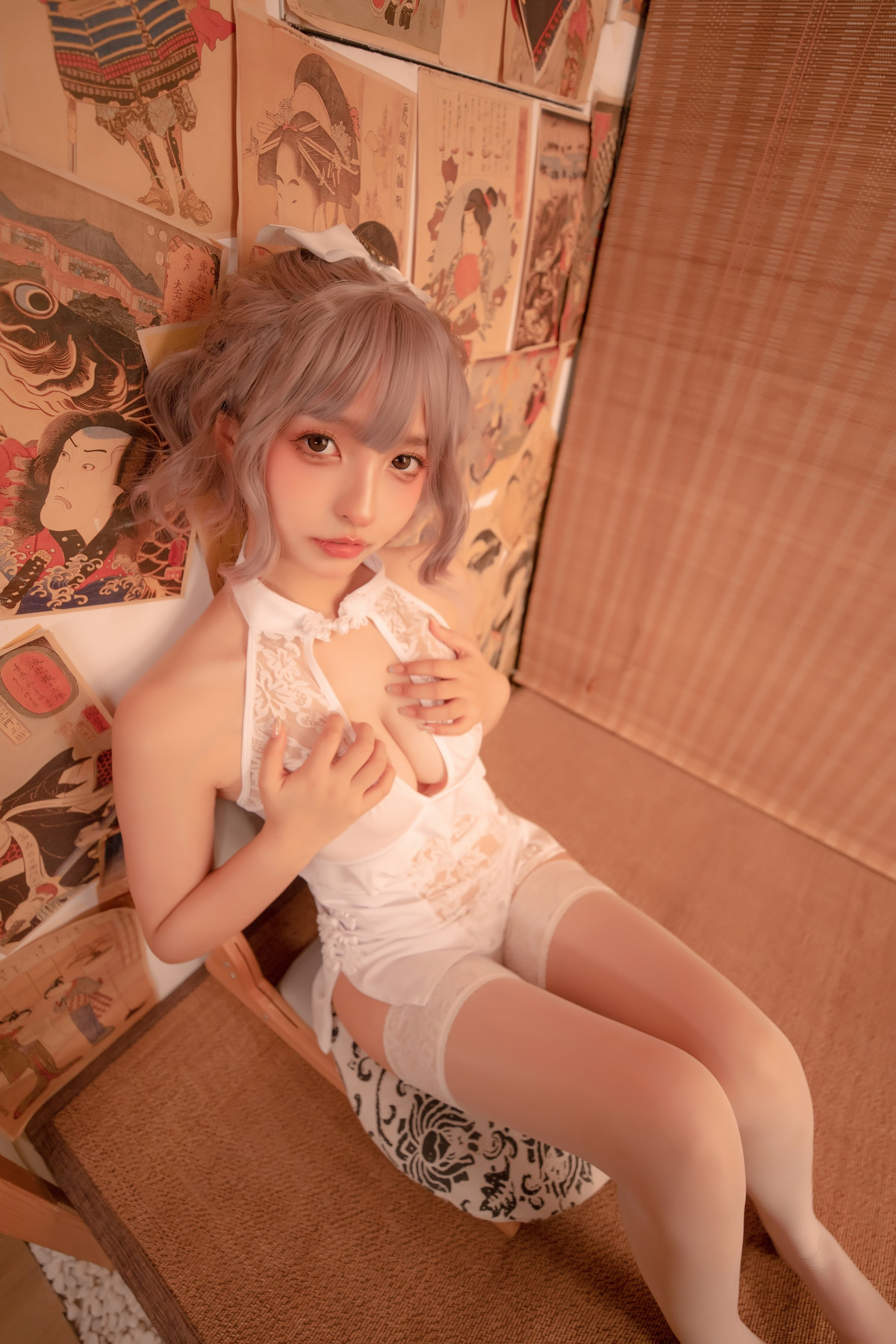 Cosplay 神楽板真冬 白旗袍 28