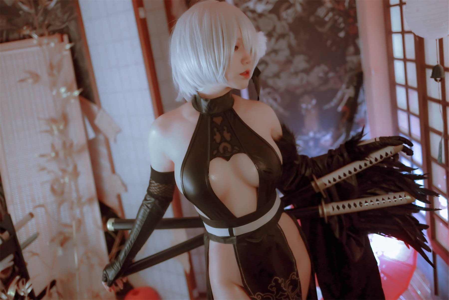 Cosplay Nyako喵子 2B同人旗袍 42