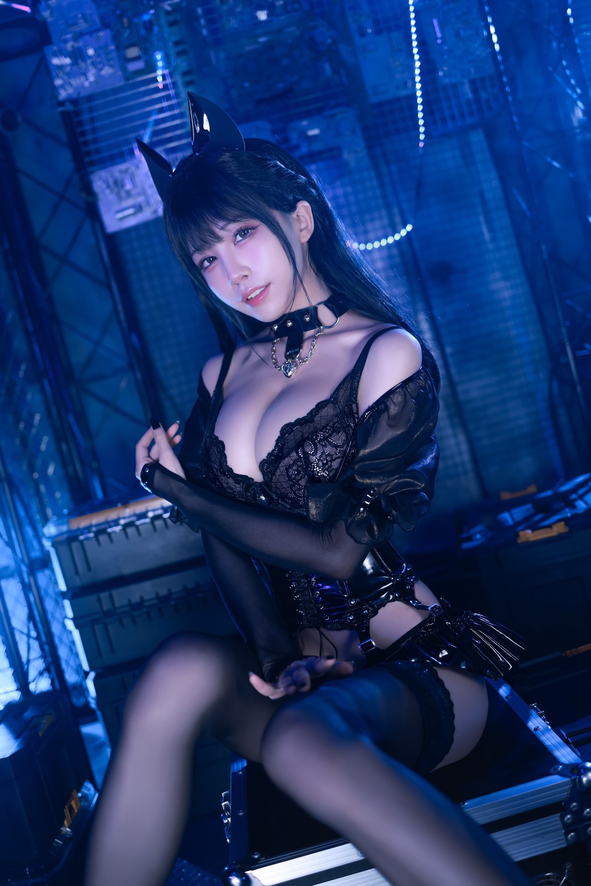 水淼aqua Cosplay 猫咪女郎 黑色猫猫 17