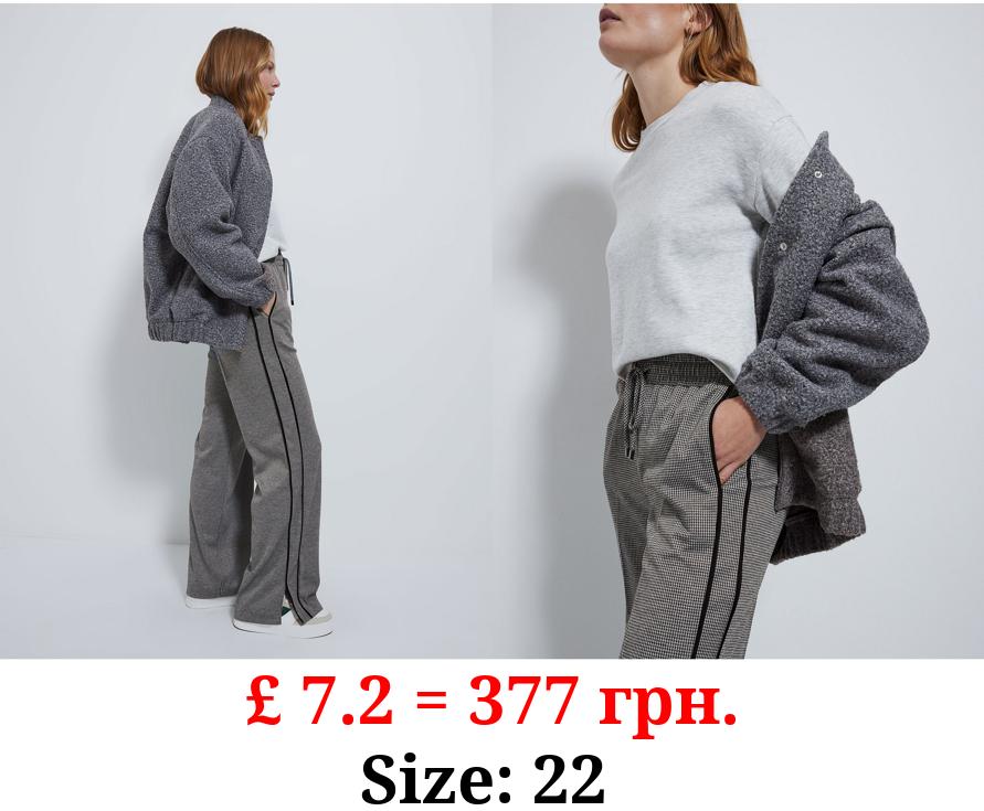 Dogtooth Side Stripe Wide Leg Joggers