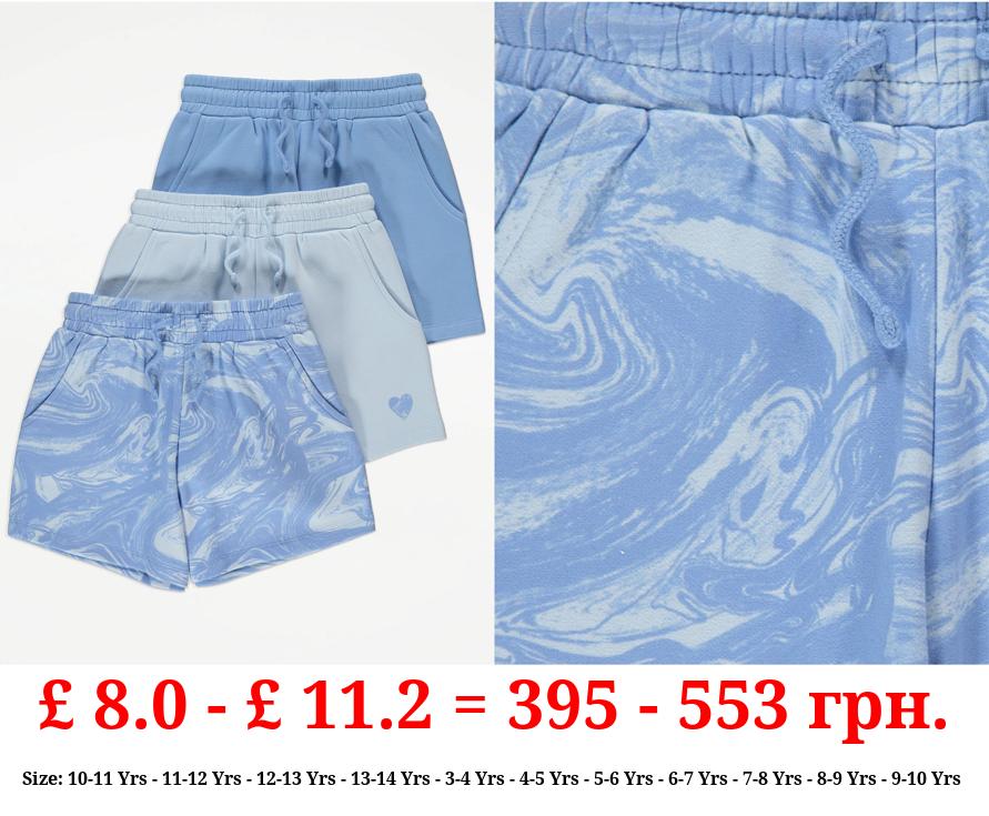 Blue Marble Heart Jersey Shorts 3 Pack