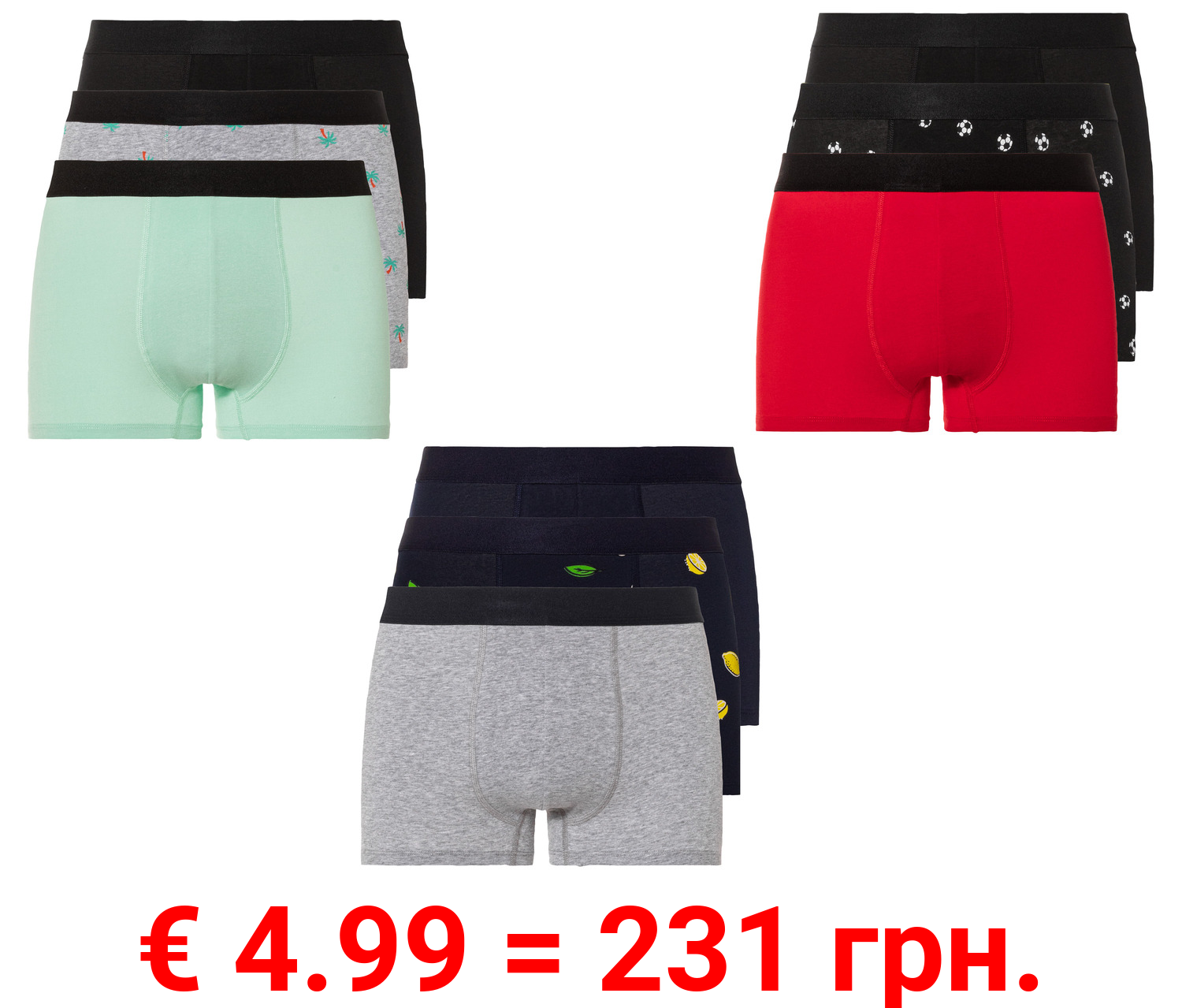 LIVERGY® Herren Boxer, 3 Stück, hoher Baumwollanteil
