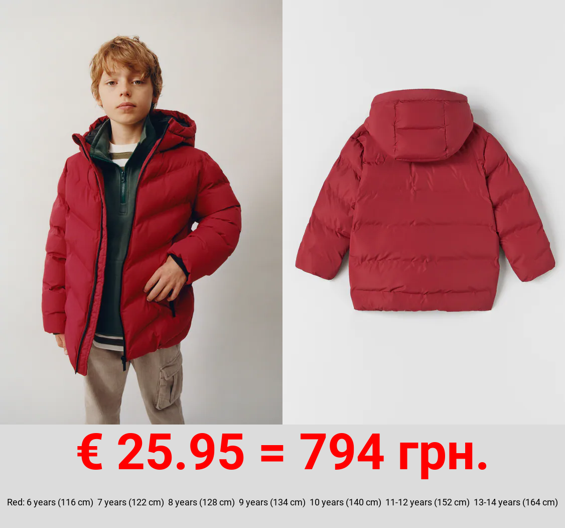 PUFFER COAT WITH THERMO-SEALED DETAIL