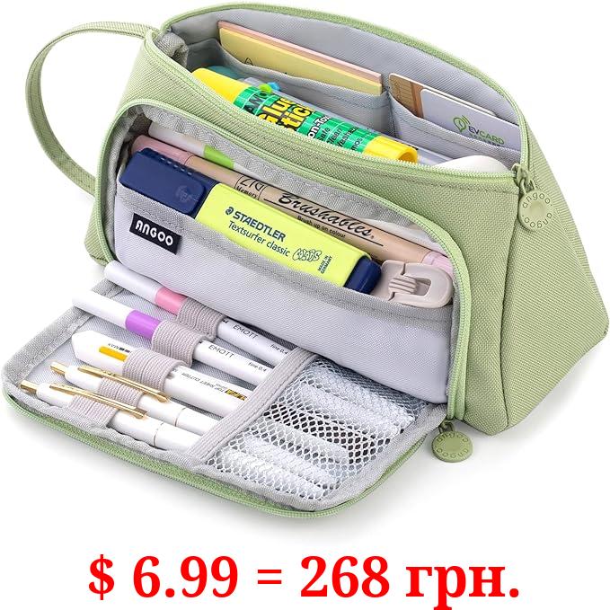 ANGOOBABY Pencil Case Handheld Pencil Pouch Multi-slot Pen Bag Stationery Storage for Teen Student College Office Adults - Green