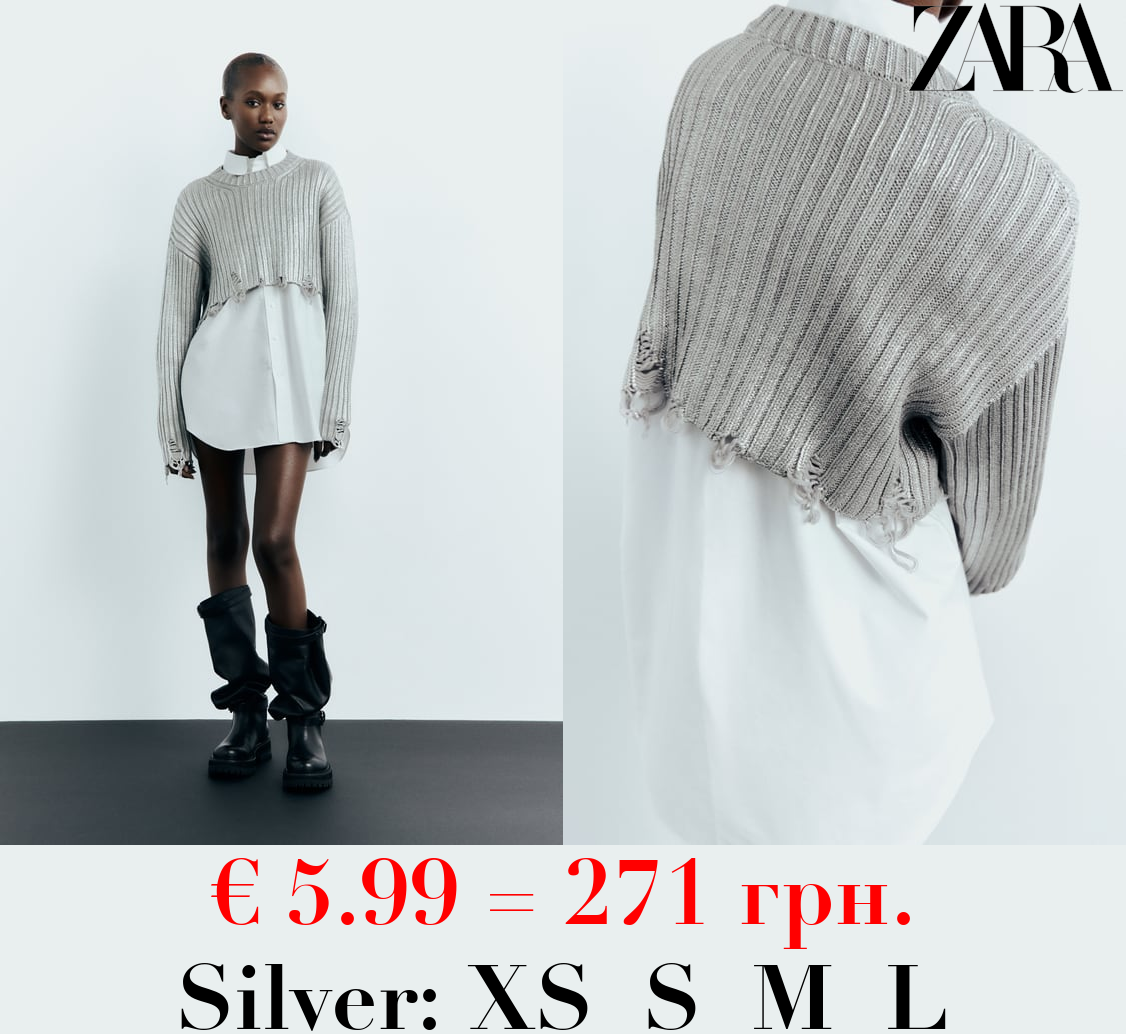 CROPPED FOIL KNIT SWEATER