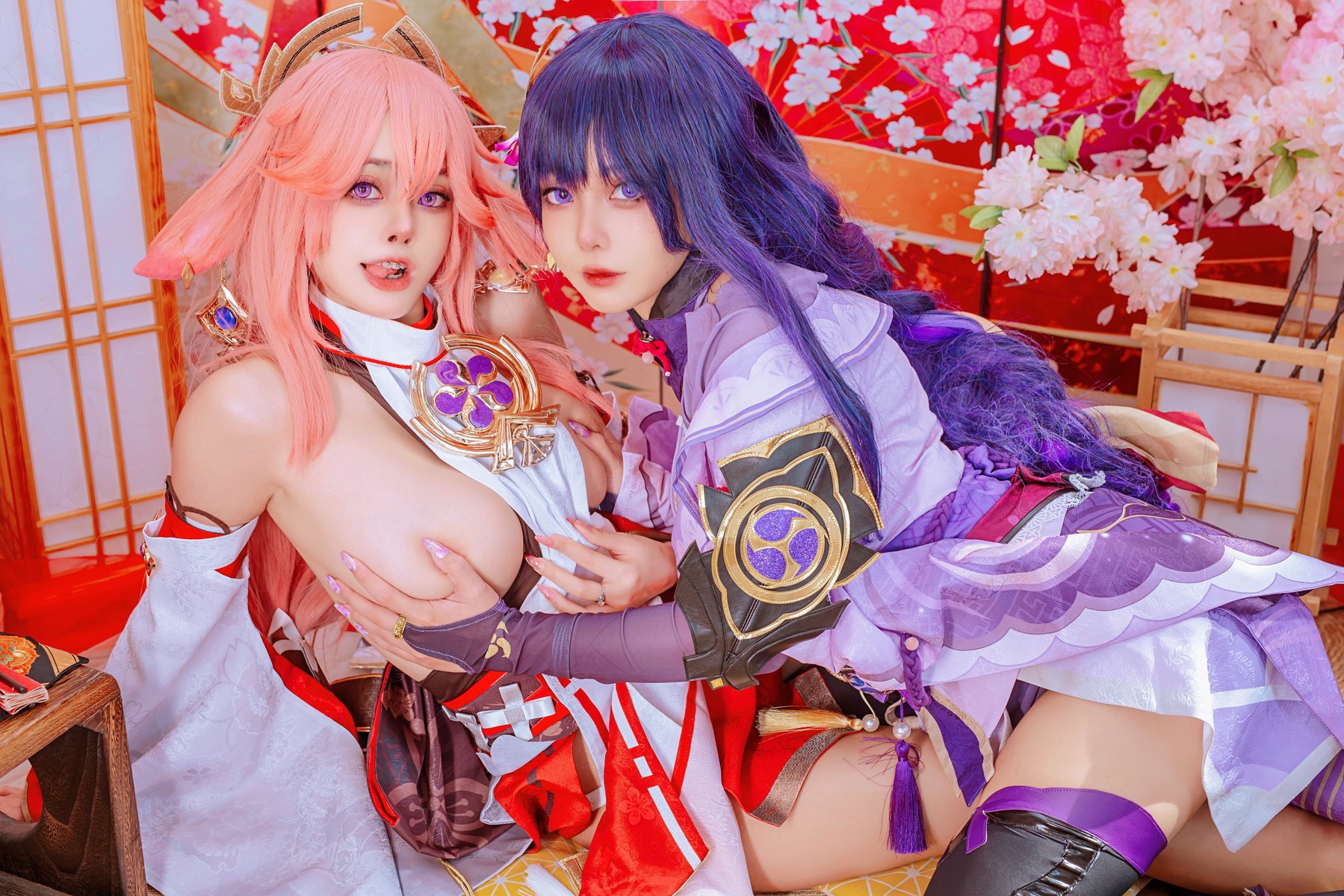 Cosplay 日本性感萝莉Byoru 八重神子 雷電将軍 Set.01 13