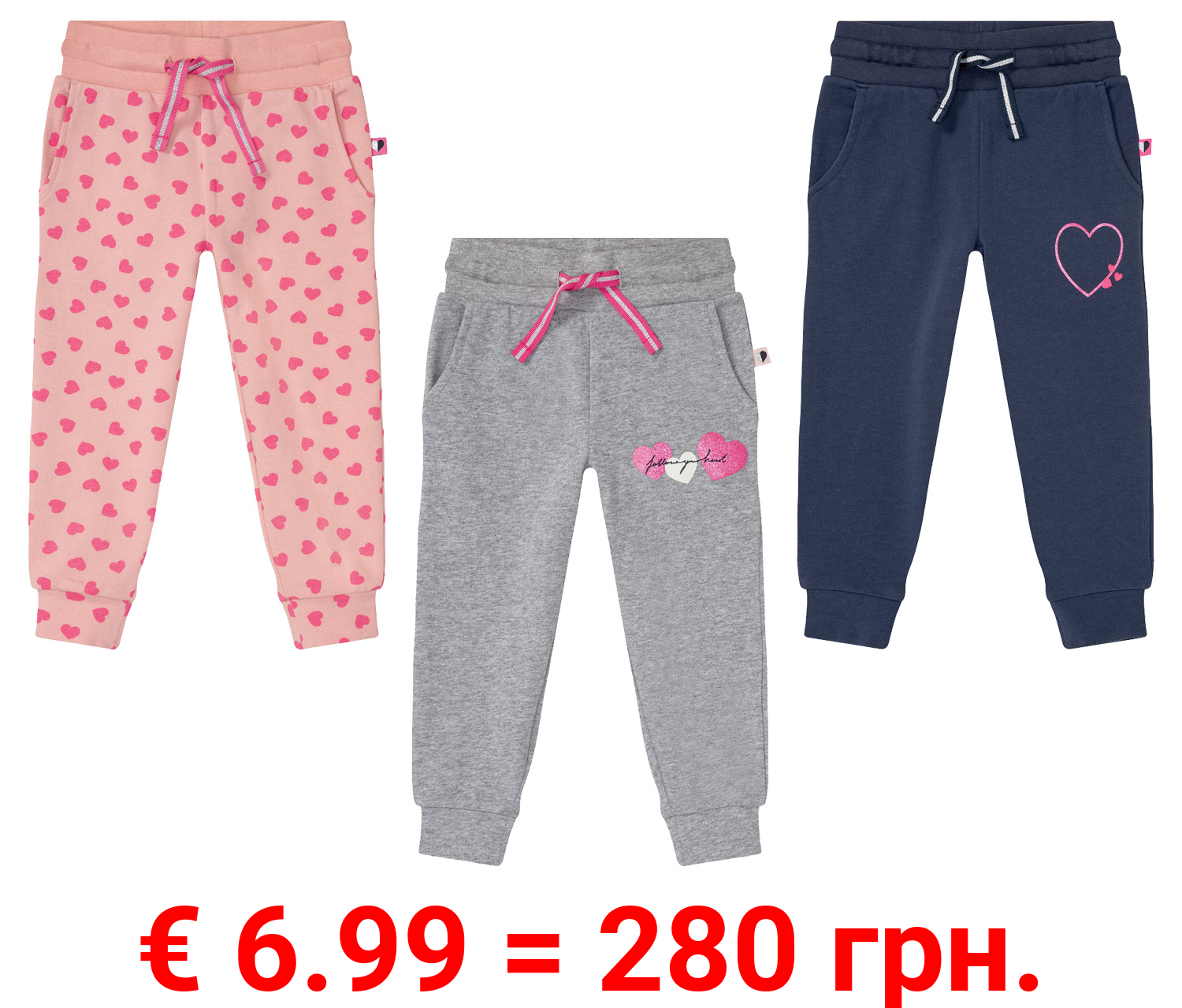 lupilu® Kleinkinder Mädchen Sweathose mit Glitzer-Bindeband