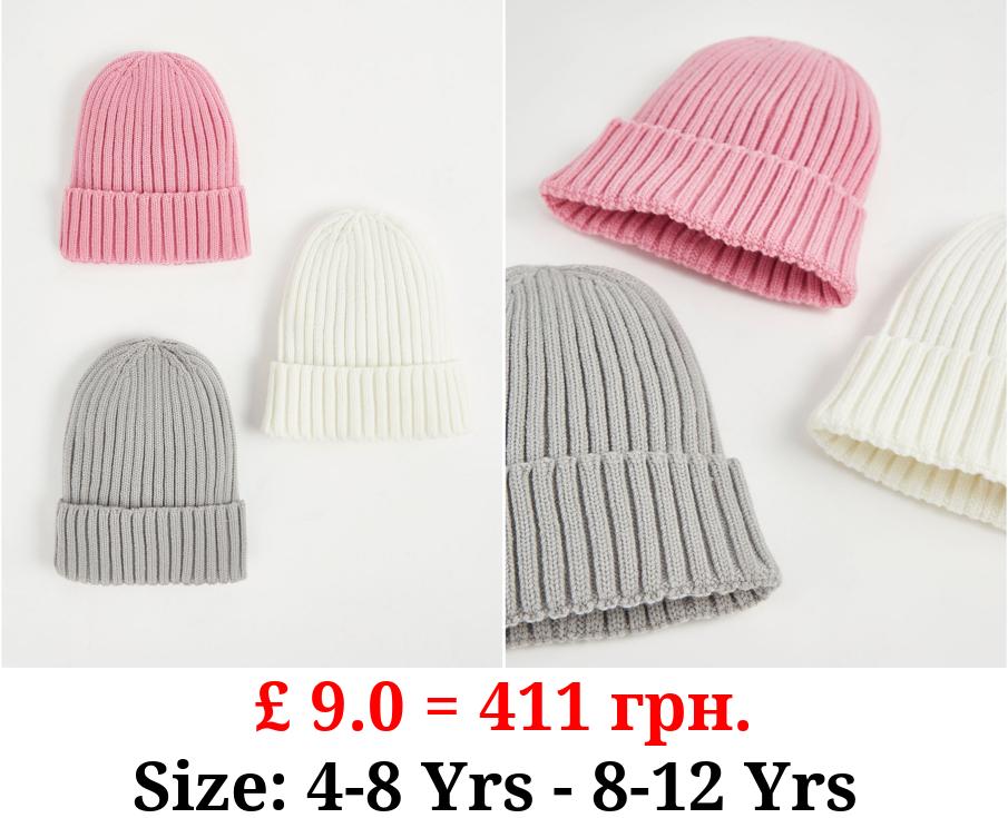 Knitted Beanie Hats 3 Pack