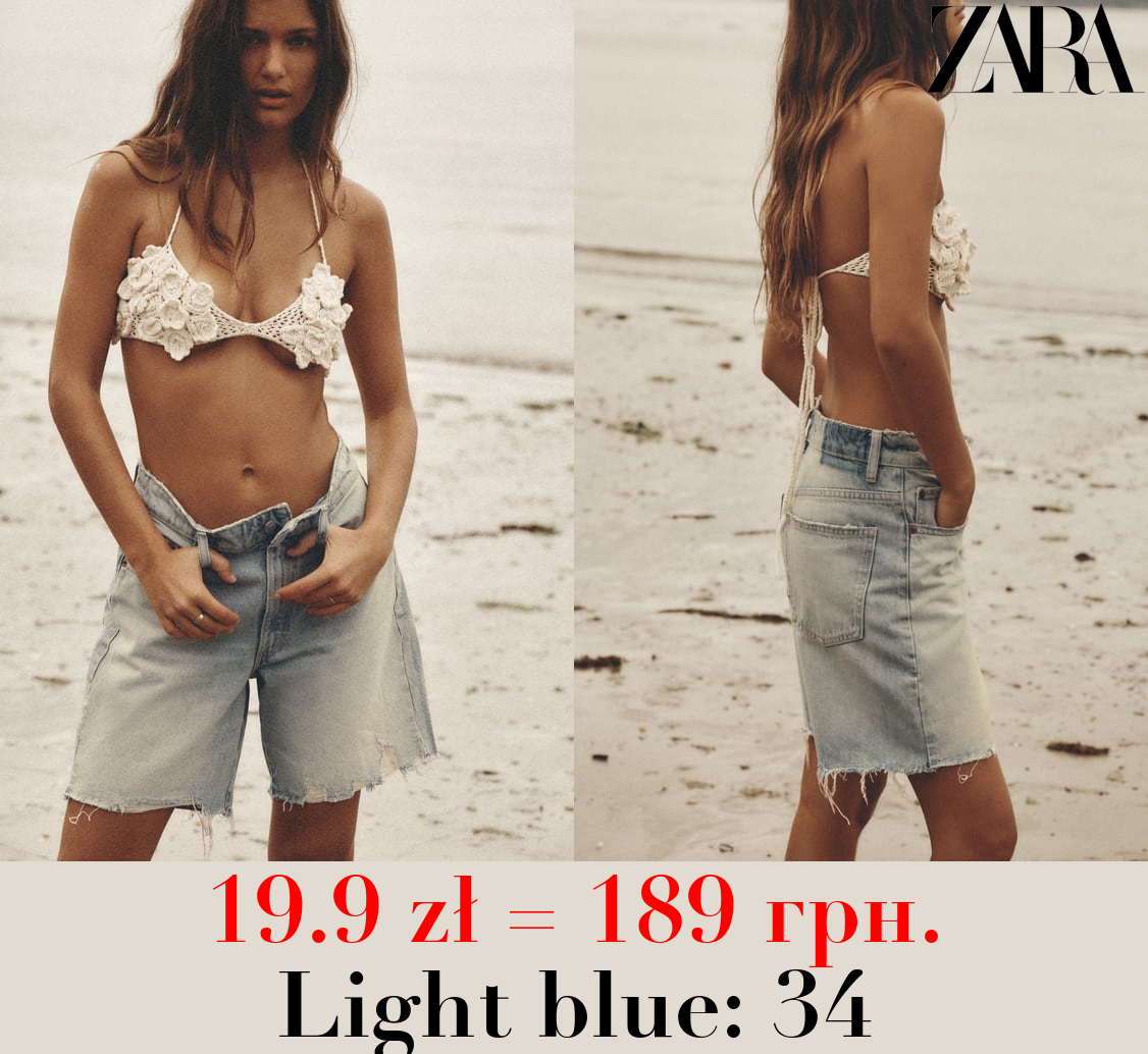 LOOSE FIT DENIM TRF BERMUDA SHORTS