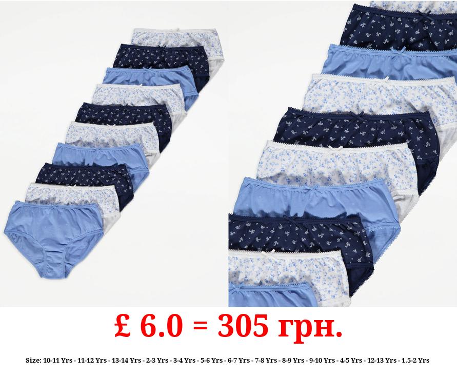 Blue Floral Briefs 10 Pack