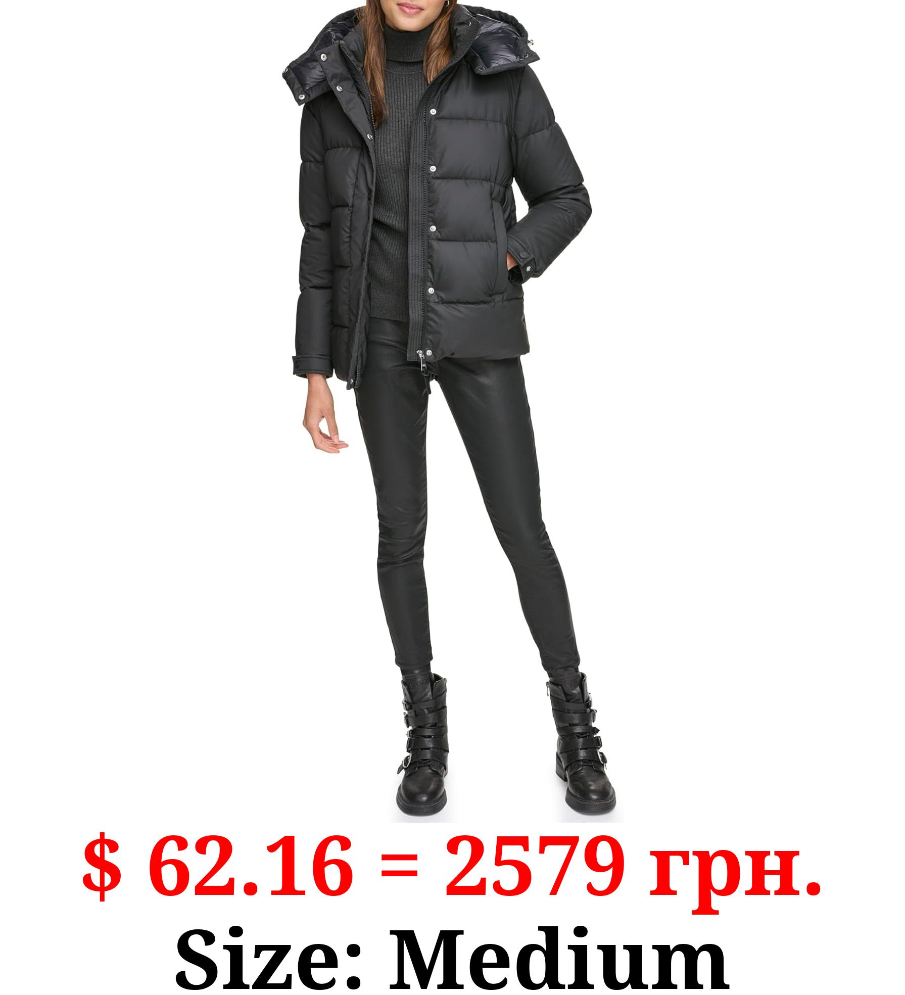 DKNY Women's Hooded Puffer Coat