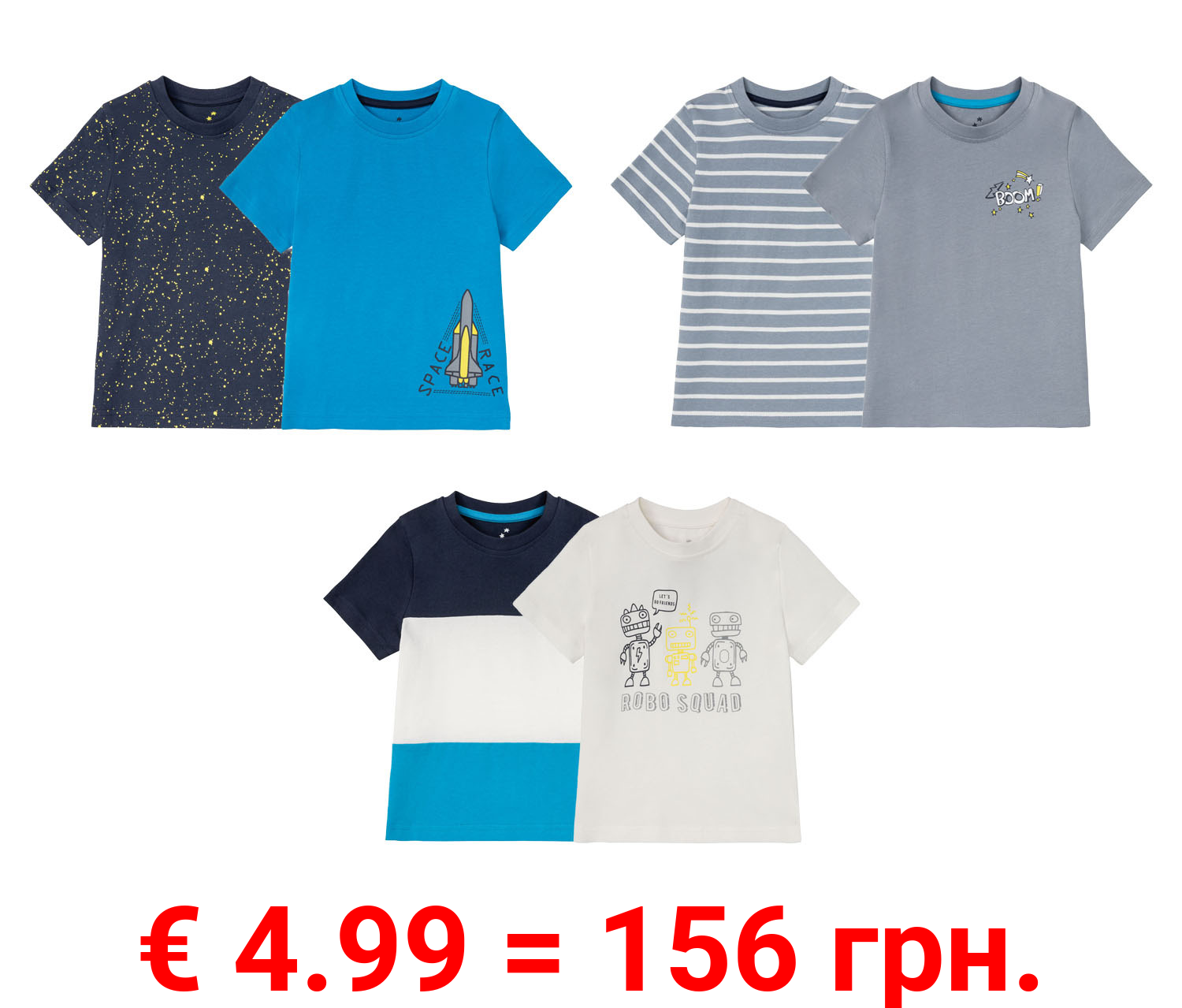LUPILU® 2 Kleinkinder Jungen T-Shirts, mit Print
