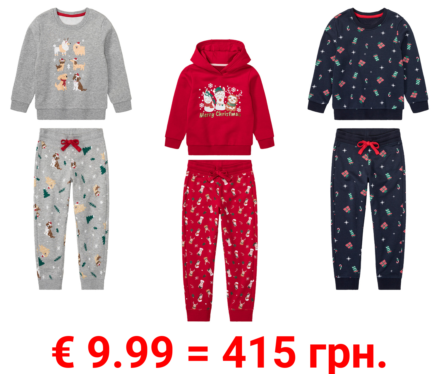 lupilu® Kleinkinder Sweatanzug, 2-tlg. mit Weihnachtsmotiv