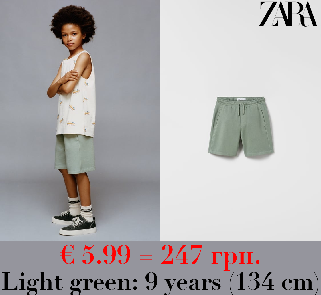 GARMENT-DYED PLUSH BERMUDA SHORTS
