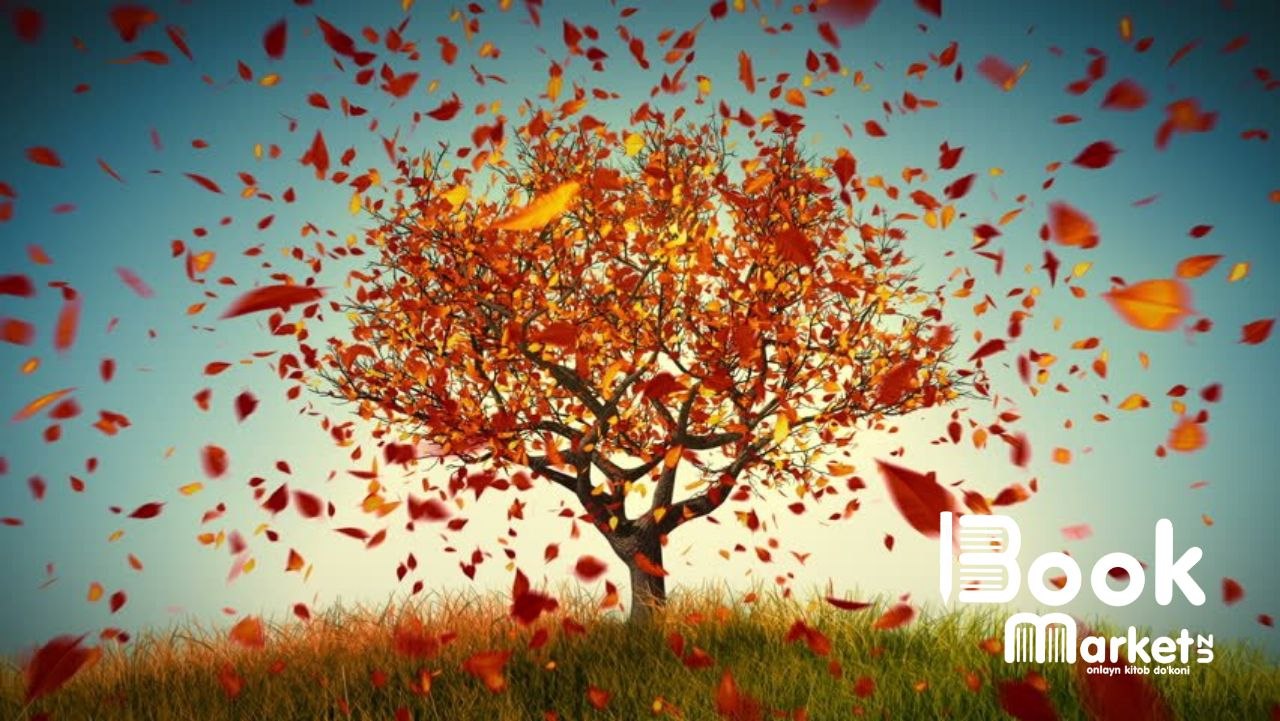 Ветер уносит листья. Листья падают с деревьев. Осеннее дерево. Дерево листопад. Дерево с опавшей листвой.