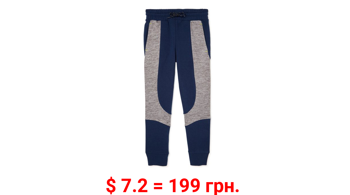 Athletic Works Boys’ French Terry Colorblock Jogger Pants, Sizes 4-18 & Husky