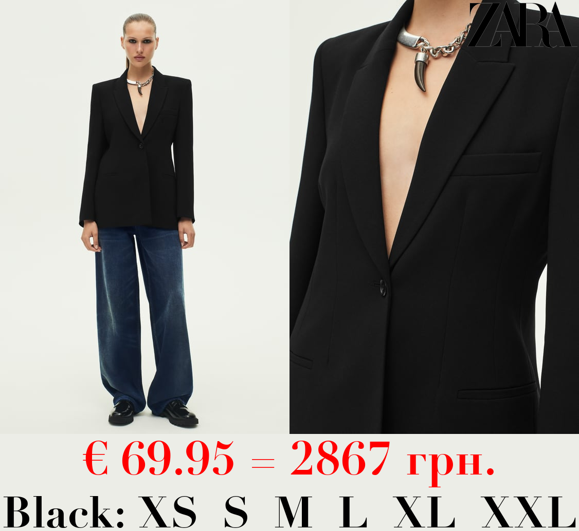 ZW COLLECTION FITTED BLAZER WITH PADDED SHOULDERS