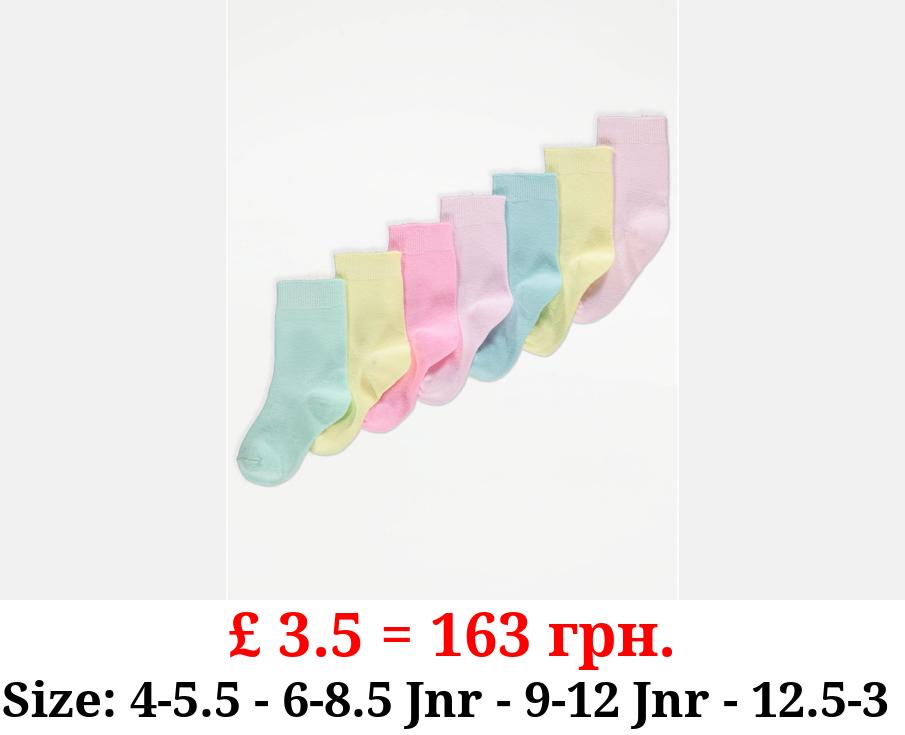 Assorted Pastel Cotton Rich Ankle Socks 7 Pack