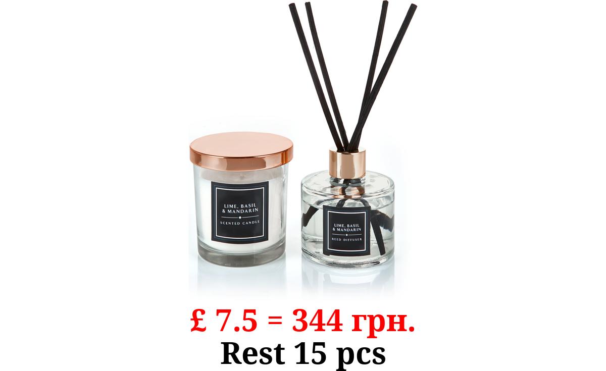Lime Basil and Mandarin Scented Votive and Reed Diffuser Gift Set