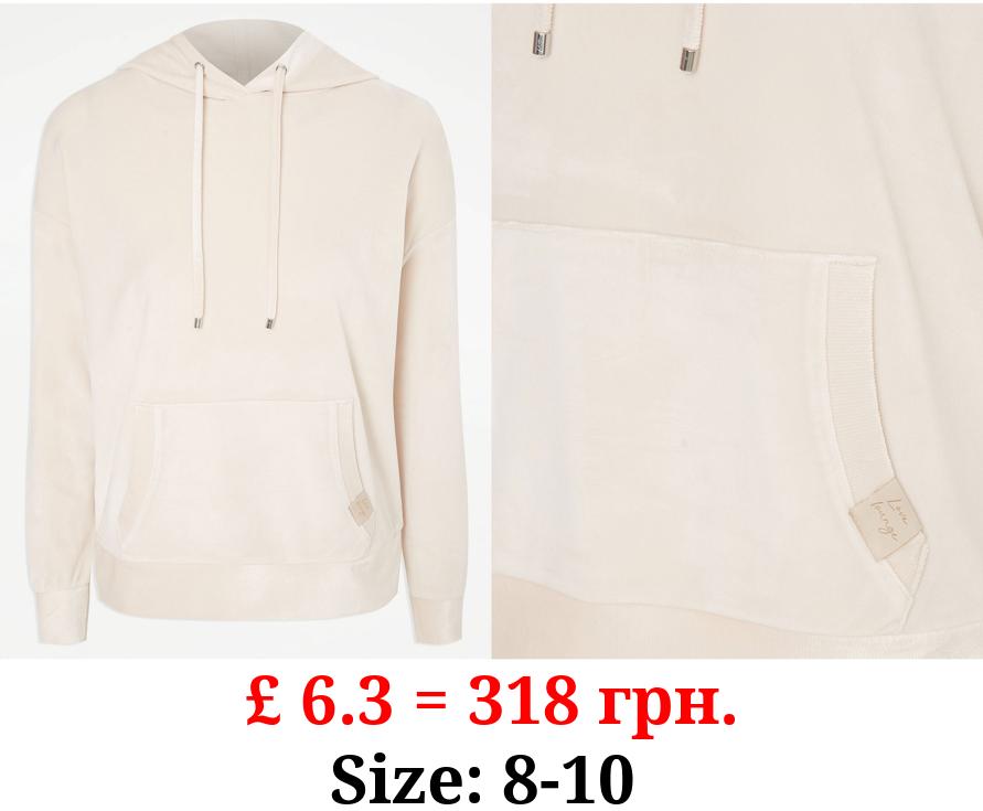 Cream Velour Loungewear Hoodie