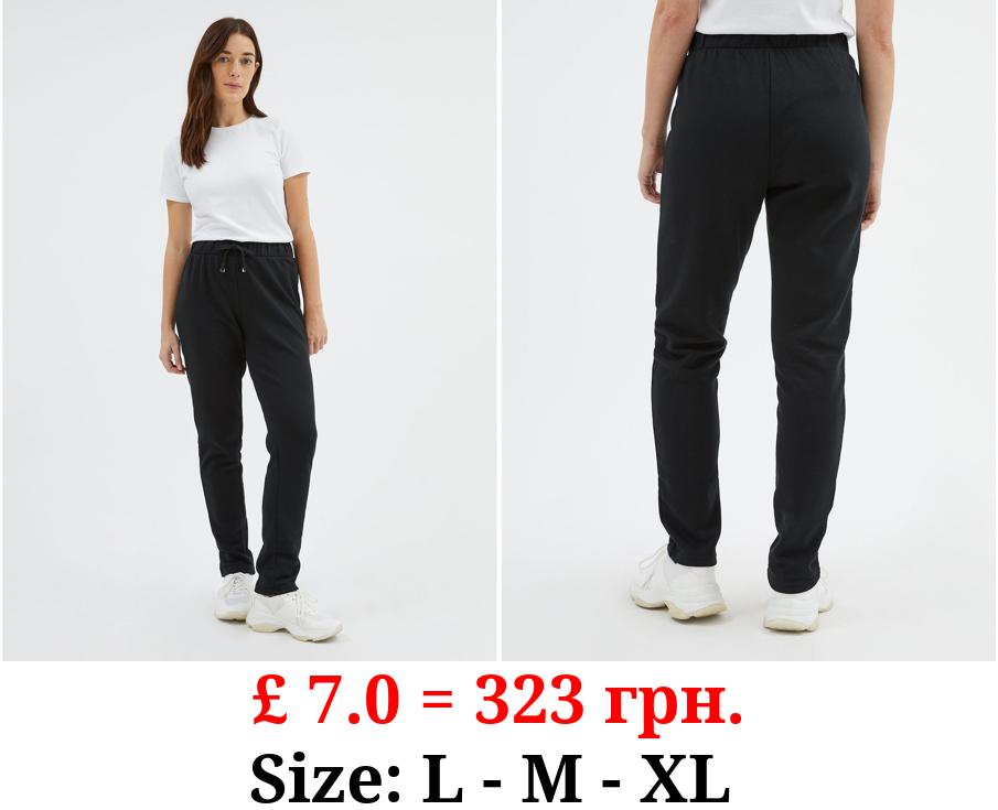 Black Woven Casual Jersey Trousers