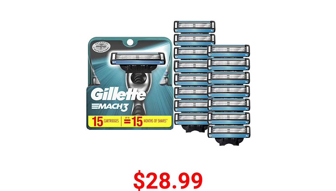 Gillette Mach3 Men’s Razor Blades – 15 Refills, Basic