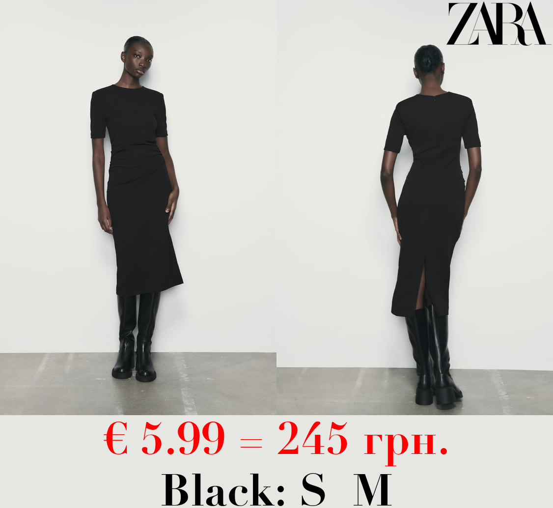 DRAPED DRESS WITH SHOULDER PADS