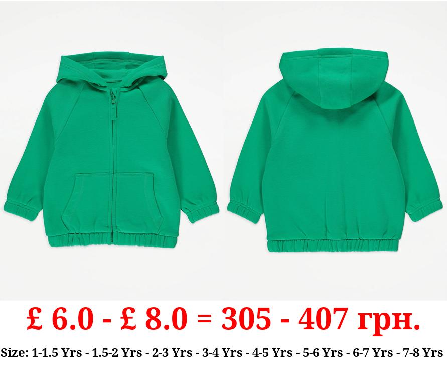 Green Oversized Zip Up Hoodie