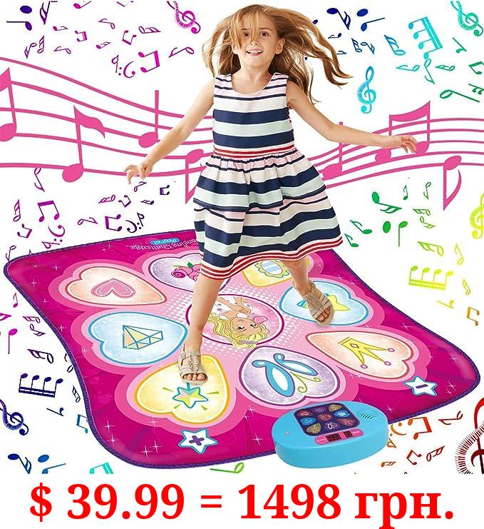 SUNLIN Dance Mat - Dance Mixer Rhythm Step Play Mat - Game Toy Gift for Kids Girls Boys with LED Lights, Adjustable Volume, Built-in Music, 3 Challenge Levels (3-12 Years Old)
