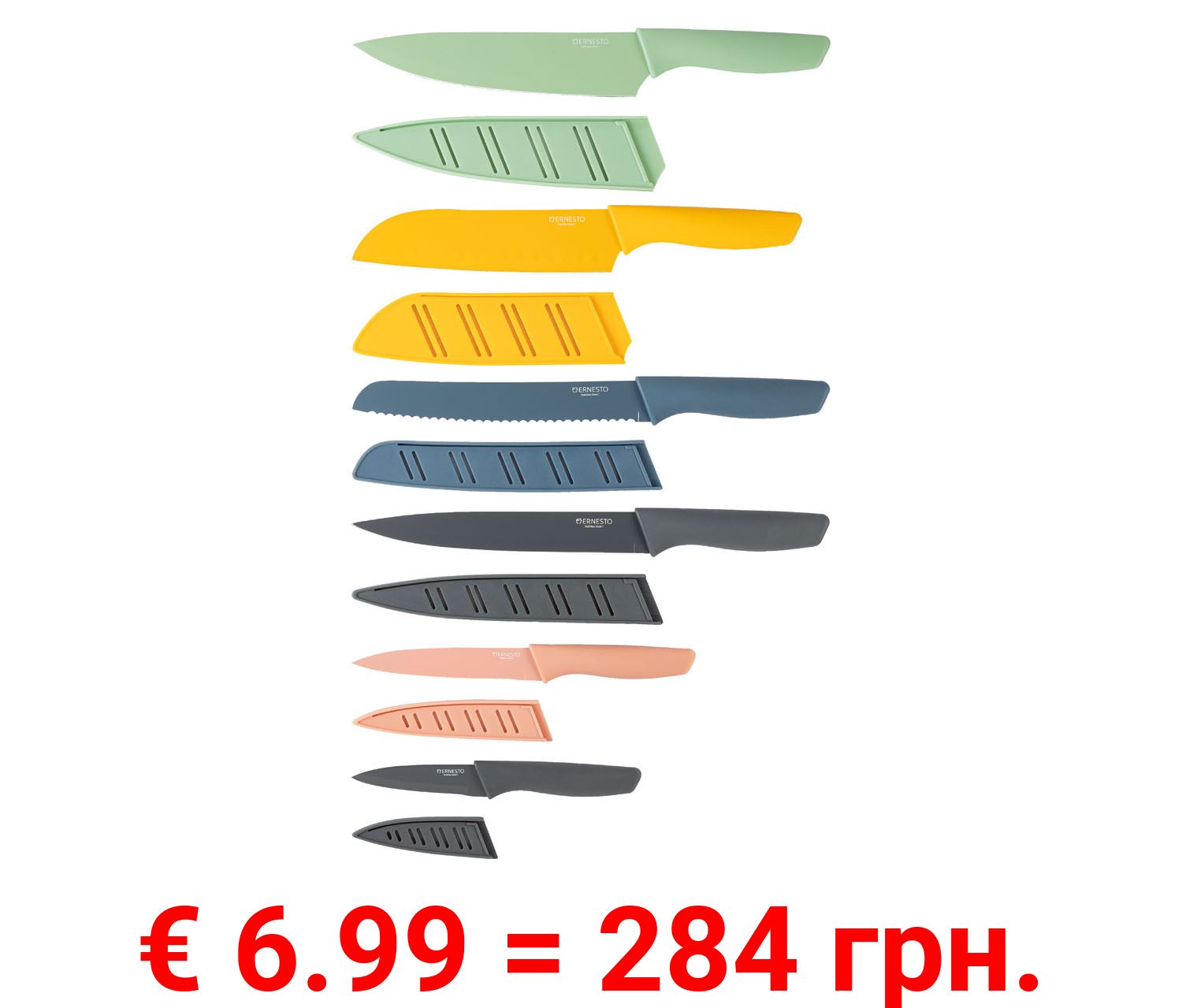 ERNESTO® Messer-Set, mit Klingenschutz, 6 Stück