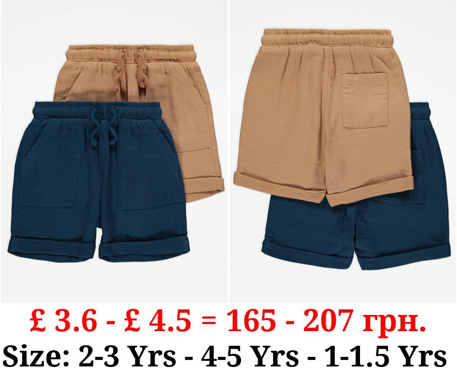 Navy and Tan 2 Pack Shorts