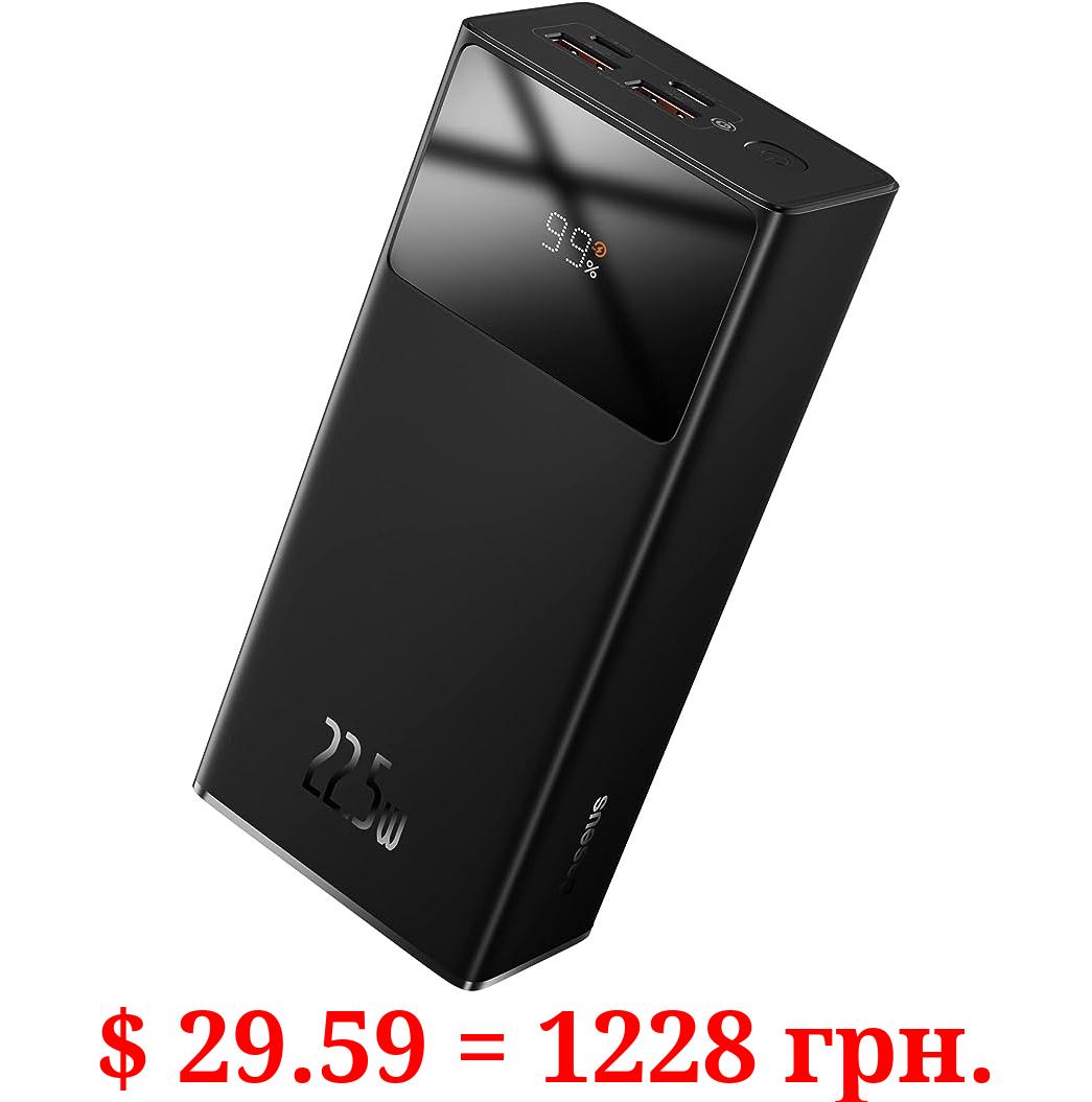 Baseus 30000mAh Portable Charger, 22.5W Power Bank Fast Charging Battery Pack with 2 USB-A, 1 USB-C and 1 Micro USB ports Compatible with iPhone, iPad, Switch, Samsung Devices, and more