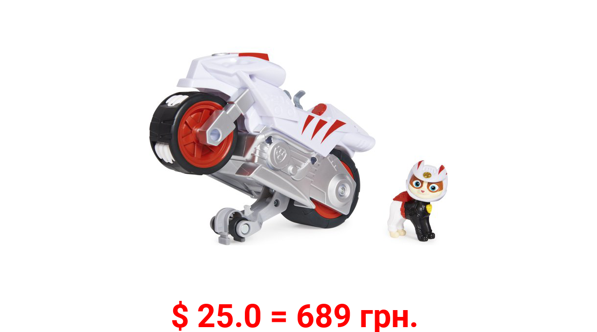 PAW Patrol, Moto Pups Wildcat’s Deluxe Pull Back Motorcycle Vehicle with Wheelie Feature and Figure