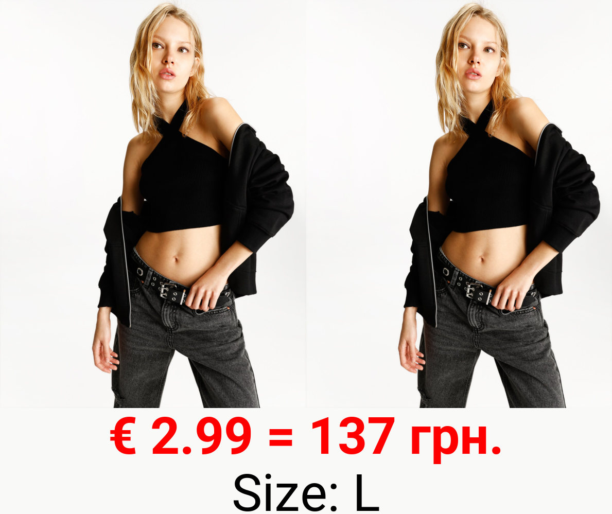 Knit crossover halter top