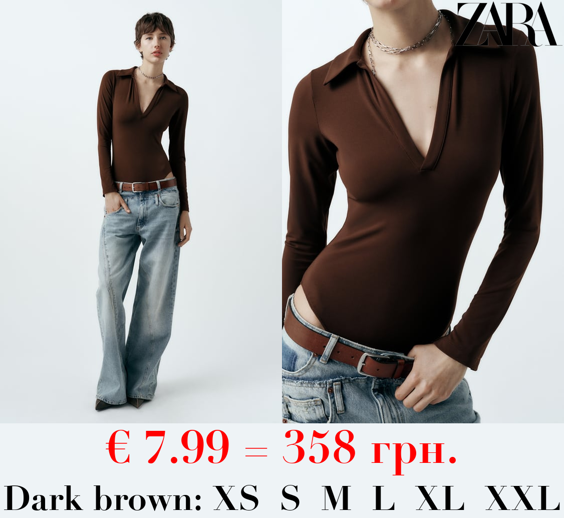 FITTED BODYSUIT WITH POLO COLLAR