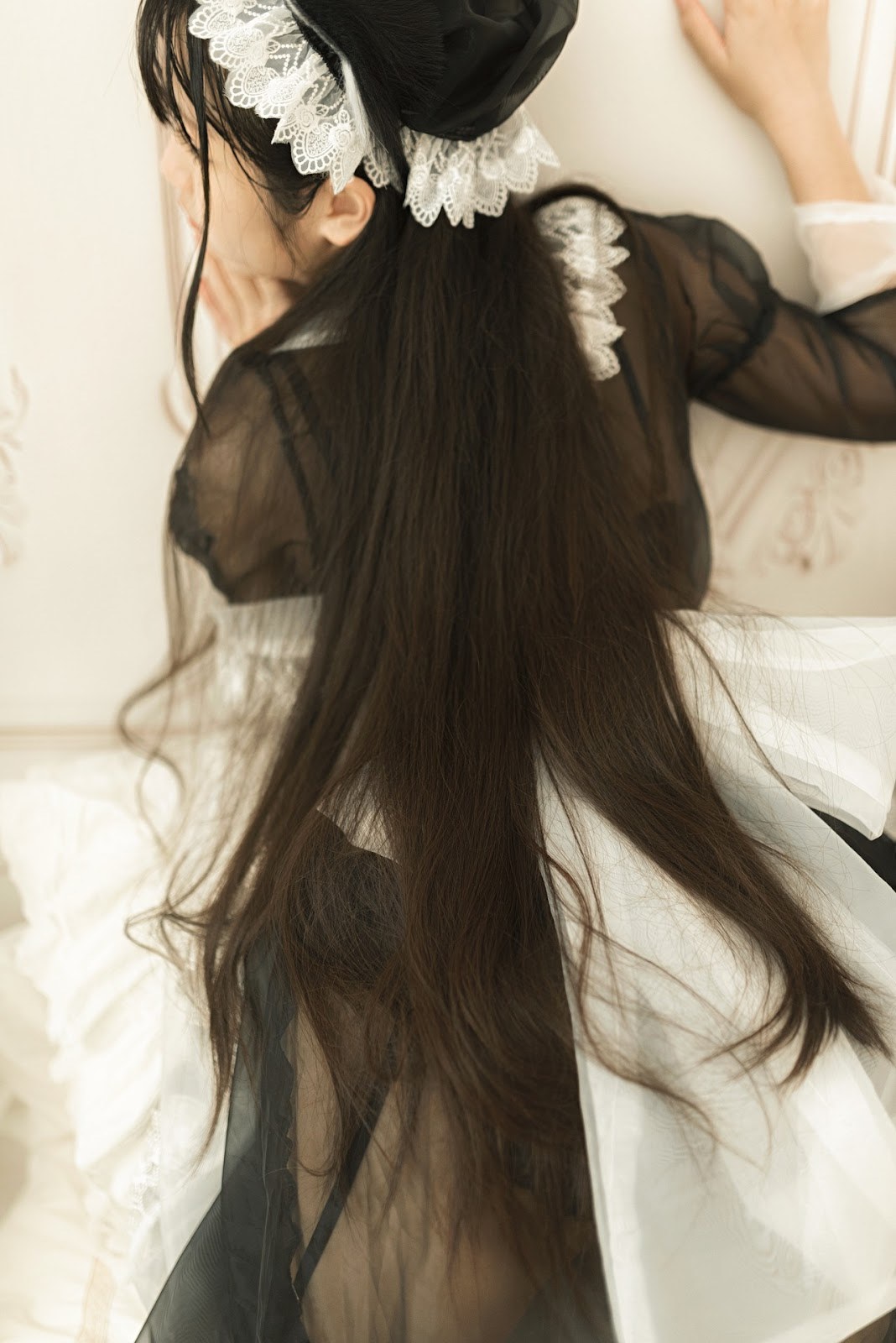 Cosplay 不呆猫 透明黑丝女仆 27