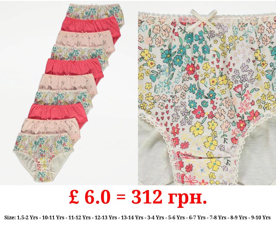 Bright Floral Spotty Briefs 10 Pack