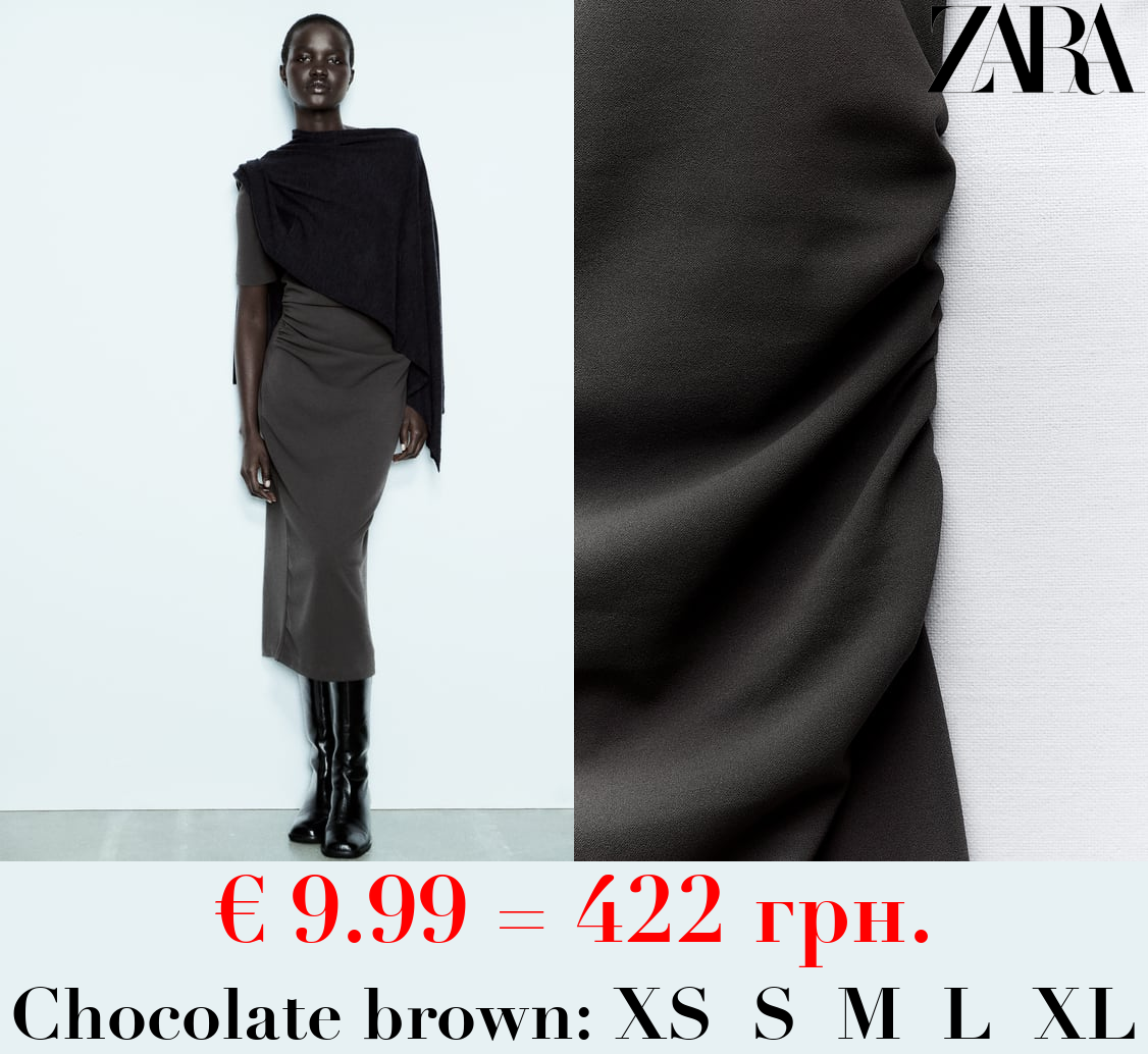 DRAPED DRESS WITH SHOULDER PADS