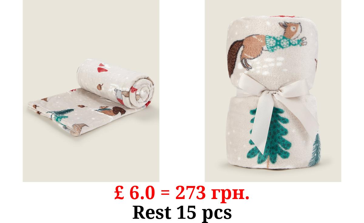 Natural Squirrel Supersoft Christmas Throw