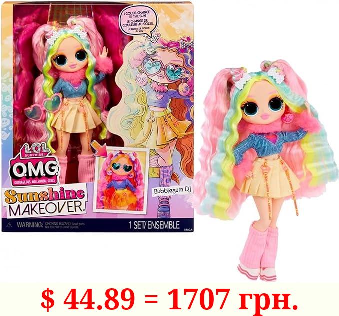 L.O.L. Surprise! OMG Sunshine Color Change Bubblegum DJ Fashion Doll with Color Changing Hair and Fashions and Multiple Surprises – Great Gift for Kids Ages 4+