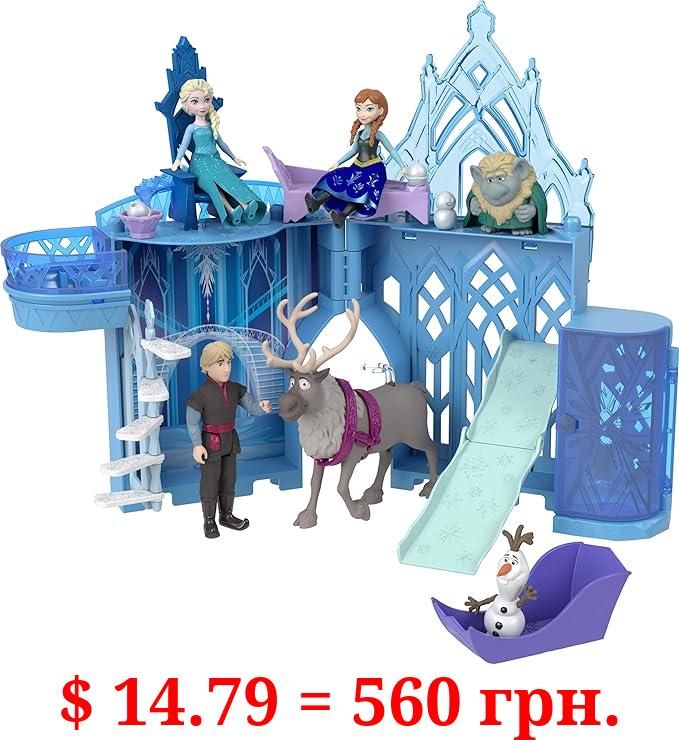 Disney Frozen by Mattel Toys, Elsa Stackable Castle Doll House Playset with Small Doll and 8 Pieces, Inspired by the Movies, Kids Travel Toys